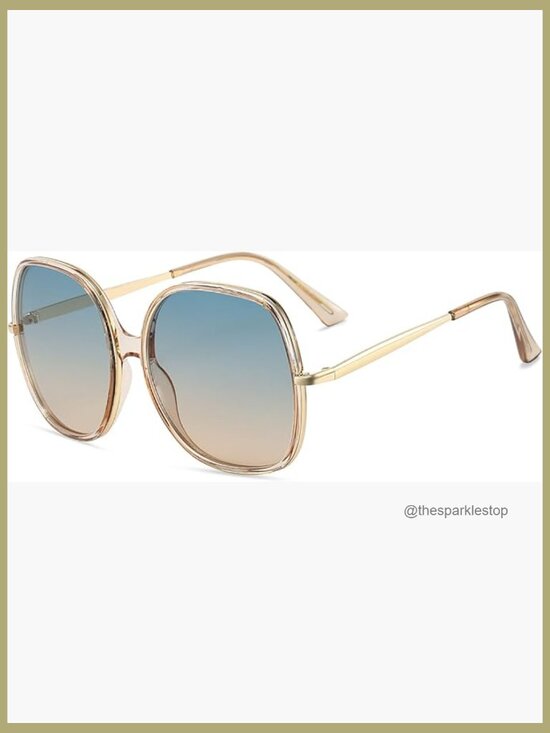Oversized Square Sunglasses with UV400 Protection Plastic Frame main image 6